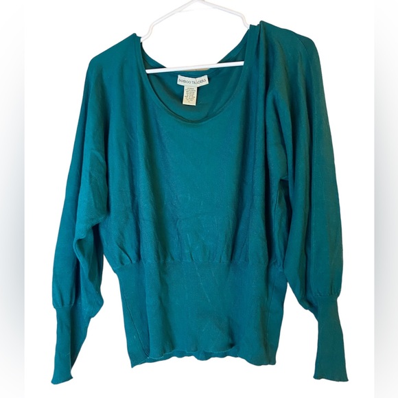 Bamboo Traders solid teal dolman long sleeve scoop neck sweater ladies large - Picture 1 of 5